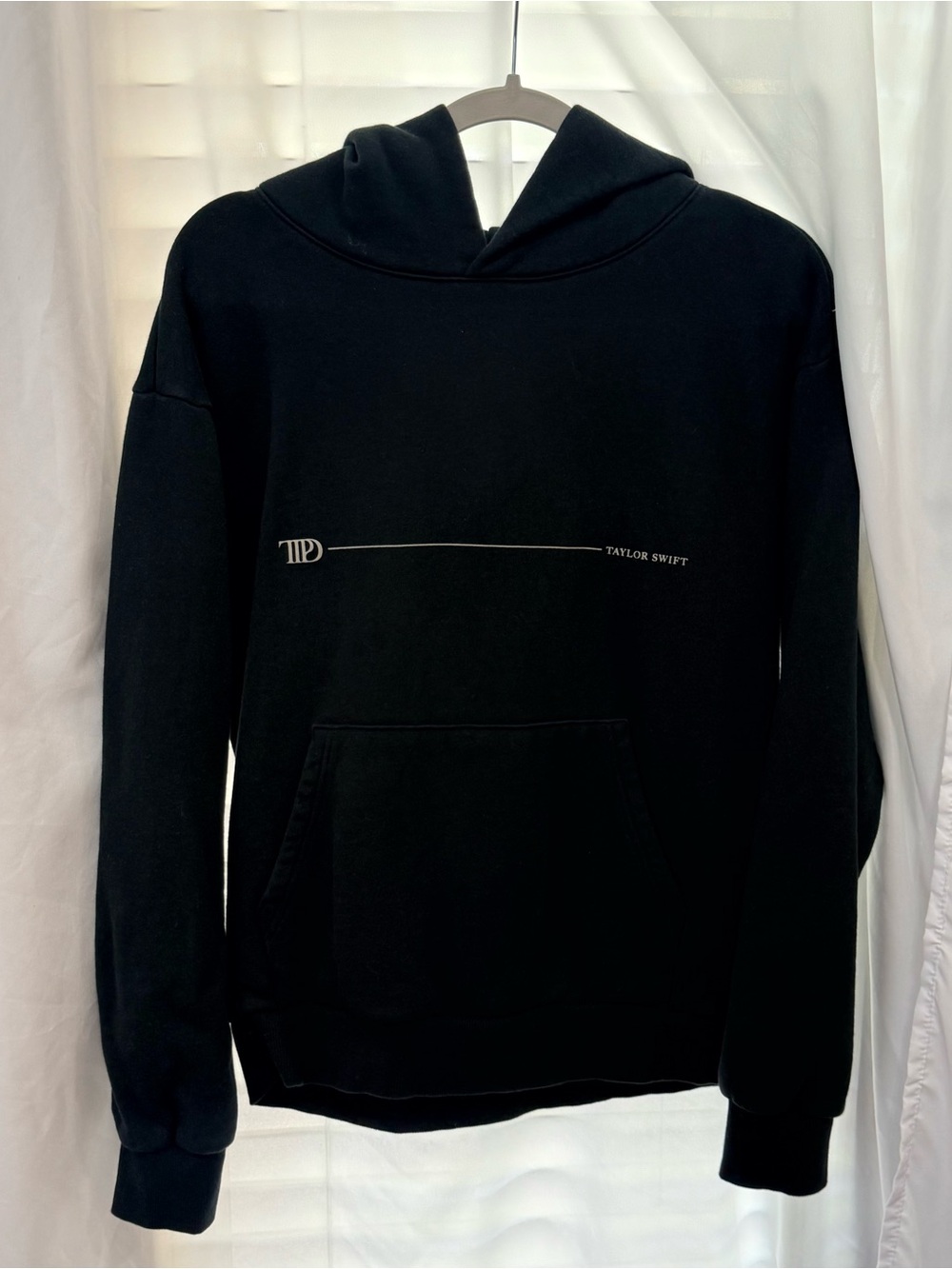 Taylor Swift Black Hoodie with Minimal White Line Logo